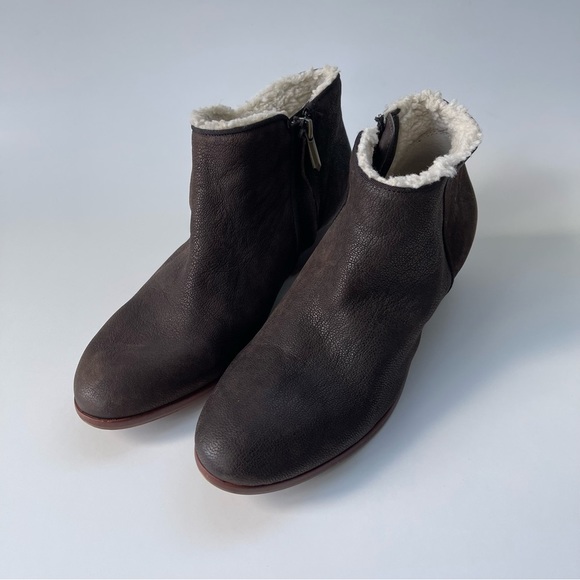 Sam Edelman Ankle Boots Women's Size 8.5 US Coffee Brown Leather Sherpa Lined - Picture 2 of 13